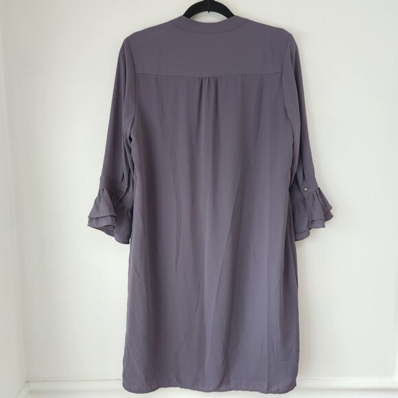 Banana Republic Grey Shirt Dress Chiffon Flowy Career Shift Women's 8 - Picture 2 of 7